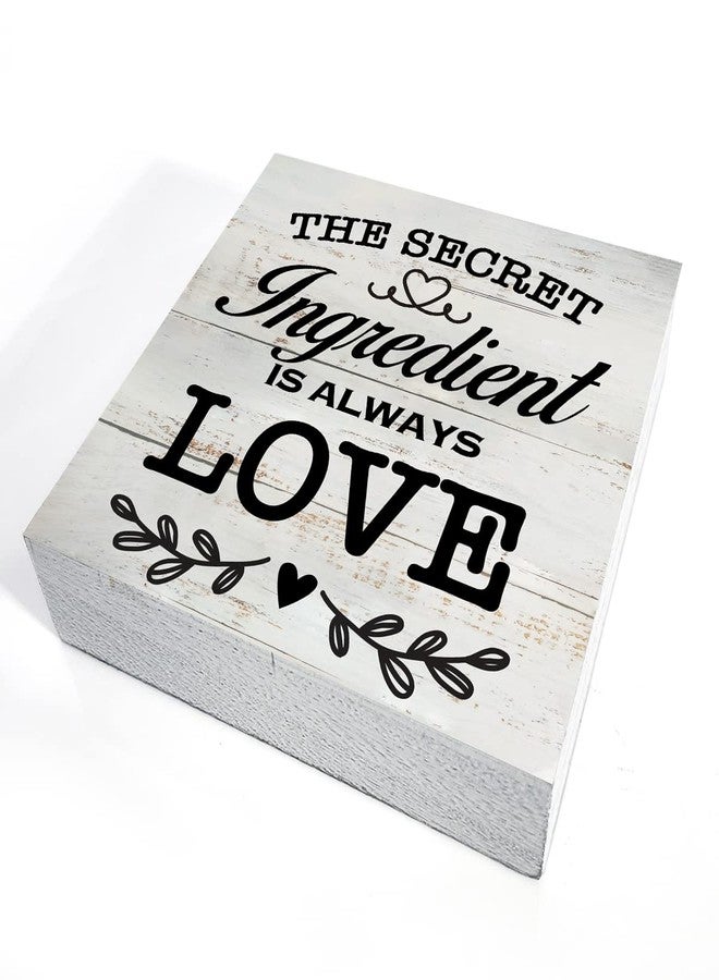 MAVOTEN Secret Ingredient is Always Love Kitchen Quote Wood Box Sign Rustic Wooden Box Sign Farmhouse Home Kitchen Desk Shelf Decor (5 X 5 Inch) - Image 3